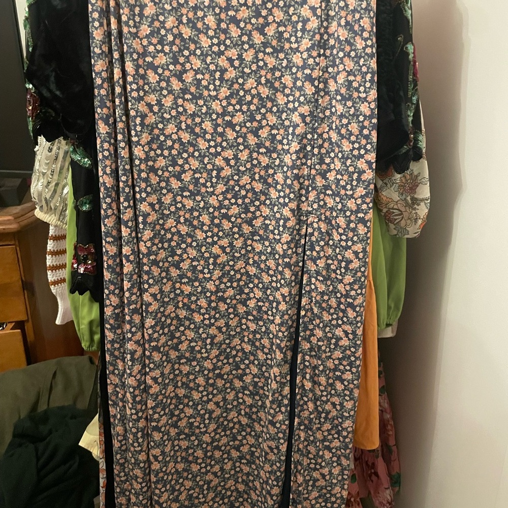 Floral Maxi Skirt - Blue and Pink